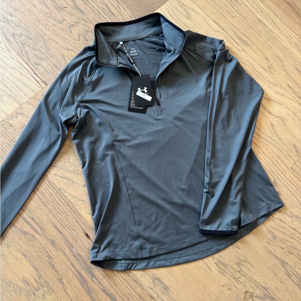 NWT Under Armour Women's Gray 1/4 zip Long Sleeve Top Large